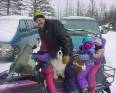 Snowmobile with Rob, 3 children and 2 dogs